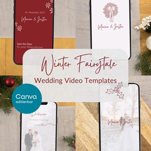 Animierte Hochzeitseinladung Set – Winterhochzeitseinladung WhatsApp Instagram Social Media| Canva Vorlage | Winterhochzeit