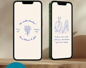 Save the Date Hochzeit digital – Canva Vorlage mediterran blau, modern minimalistisch