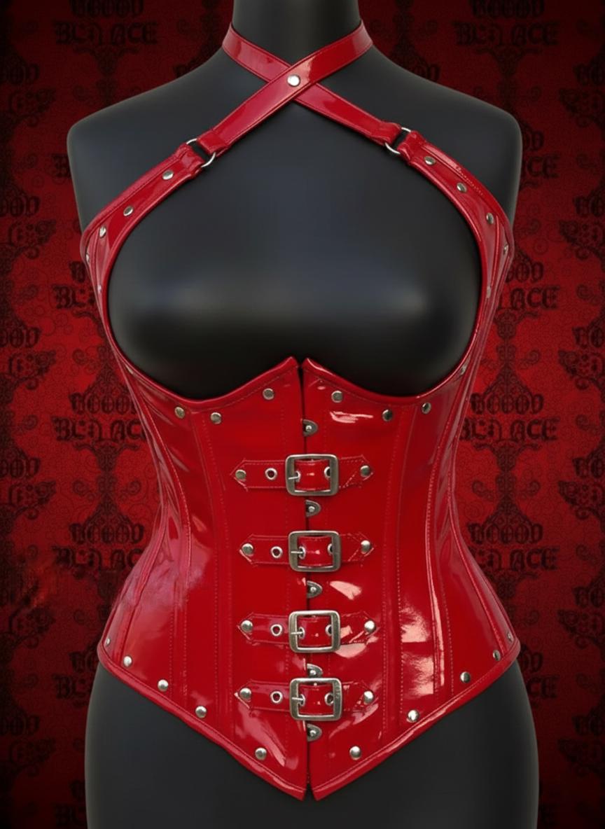 red pvc corset dress Lovella Draped Corset Mini Dress in Red