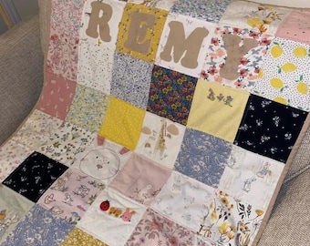 Keepsake, Memory or Bereavement Memory Quilt Blanket Made From Cherished Baby Clothes or Sentimental Loved Ones Clothing