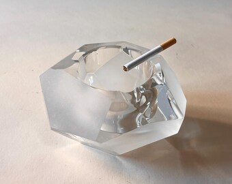 Jaren 70 Muranoglazen asbak van Formia – Italiaanse modernistische gefacetteerde kristallen schaal – Sculpturaal geometrisch ontwerp