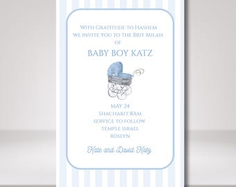 Modèle d'invitation de Brit Milah | Invitation Bris | Faire-part juif pour bébé garçon | Toile modifiable en téléchargement numérique