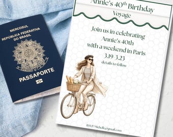 Paris Birthday Trip Invitation | Girls Trip Paris Invite | Paris Bachelorette Invite | Printable Digital Download
