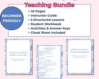 American Mahjong Instructor Guide & Student Workbook Bundle | Beginner Mahjong Curriculum | NMJL Teaching Guide | Mahjong Class Printable