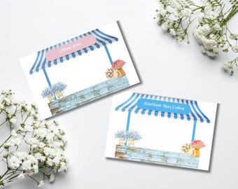 Floral Flower Cart Baby Thank You Card Template | Editable A2 Stationery (Digital Download)