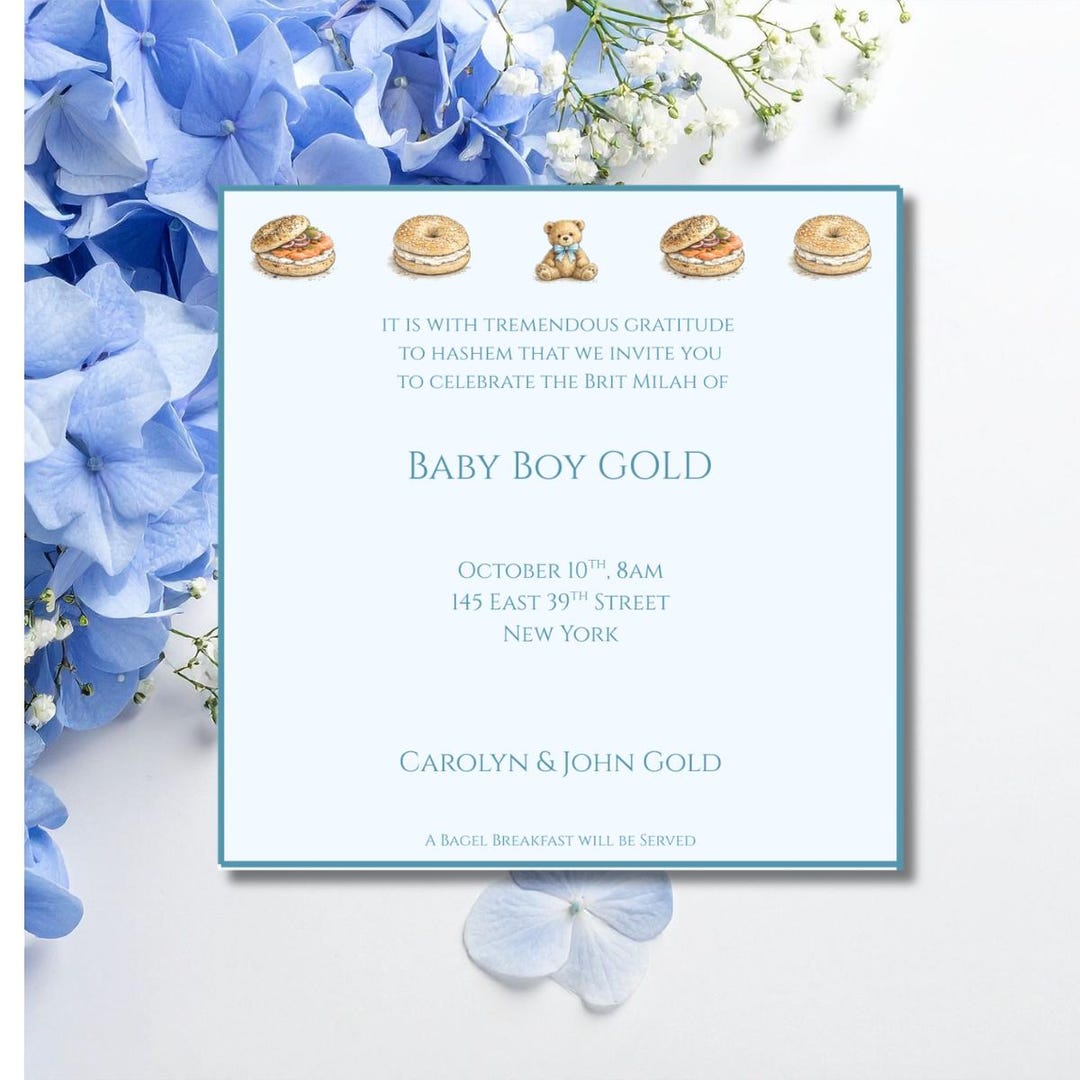 Bris Invitation Template | Baby Boy Brunch Brit Milah Invite | Blue ...