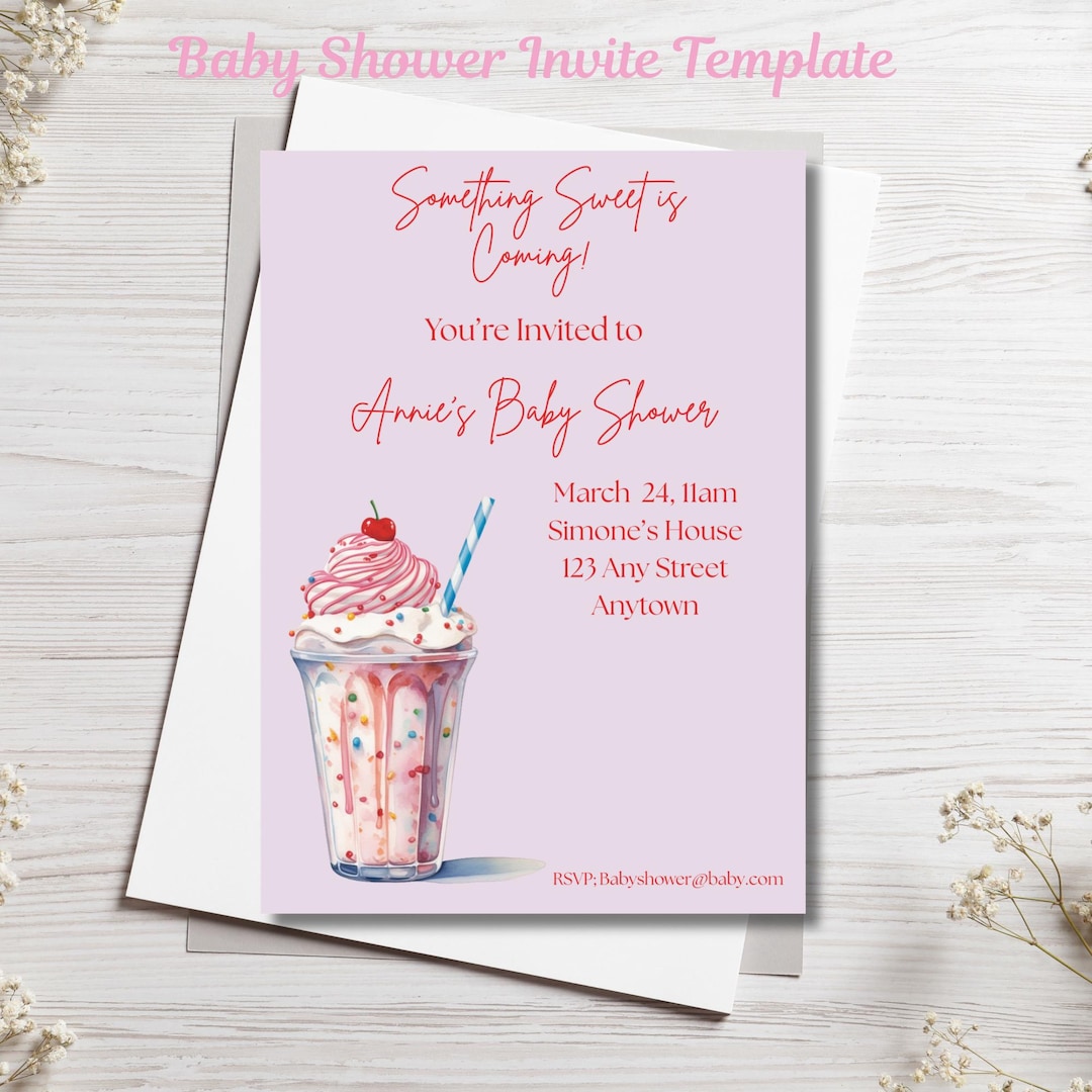 Something Sweet Baby Shower Invitation Template | Ice Cream Sundae Bris ...