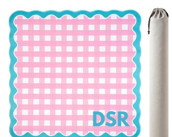 Tapis de mahjong personnalisé | Set de table de mahjong Monogram | Tapis de mahjong Vichy personnalisé | Cadeau de mahjong