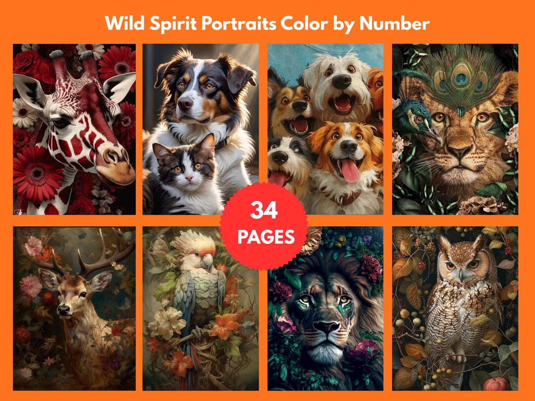 Unique Color-by-number Art Realistic Animal & Fashion Portraits Digital ...