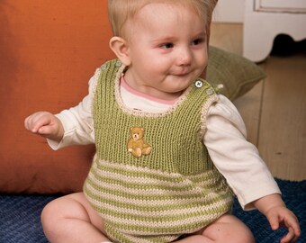 Romperoo Knit Pattern Baby Onesie with Bib