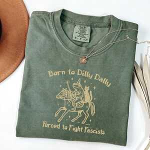 Funny Medieval Frog Shirt, Born To Dilly Dally, Anti Fascist Meme Tee, Retro Woodcut Graphic, Leftist Activist Gift
