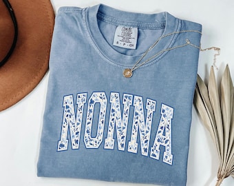 Nonna Shirt, Floral Toile Tee, Birthday Gift For Grandma, Mothers Day Present, Botanical Nona Tshirt, Grandmillennial Top