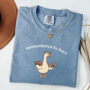 Funny Goose Mama Shirt, Outnumbered by Sons Gift, Mother's Day Gift for Her, Comfort Colors Boy Mom Apparel, Retro Sports T-Shirt image 2