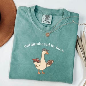 Funny Goose Mama Shirt, Outnumbered by Sons Gift, Mother's Day Gift for Her, Comfort Colors Boy Mom Apparel, Retro Sports T-Shirt image 5