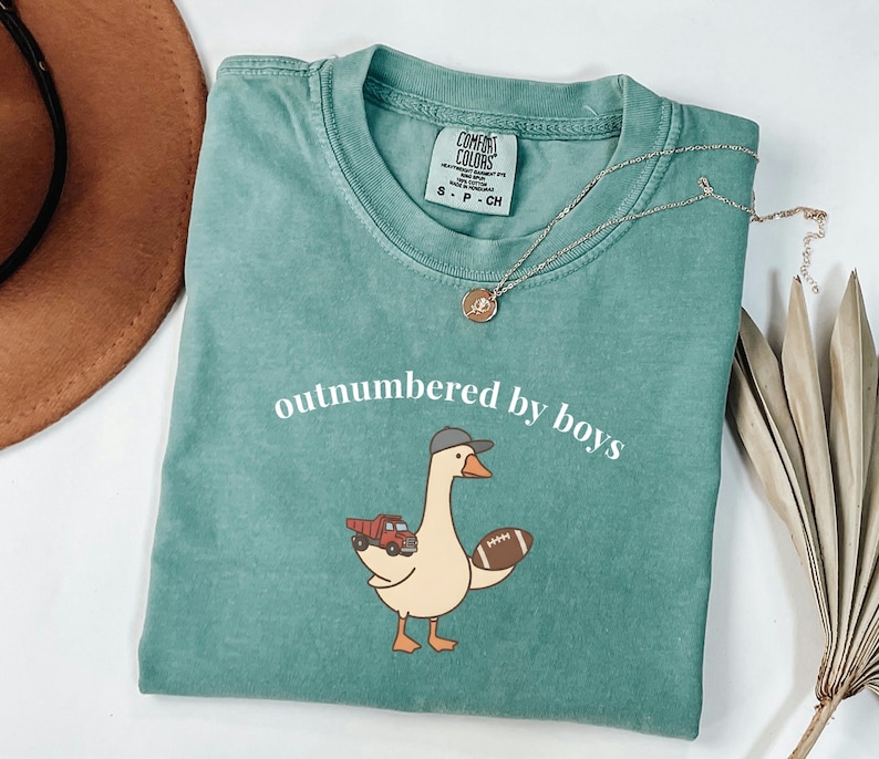 Funny Goose Mama Shirt, Outnumbered by Sons Gift, Mother's Day Gift for Her, Comfort Colors Boy Mom Apparel, Retro Sports T-Shirt image 5