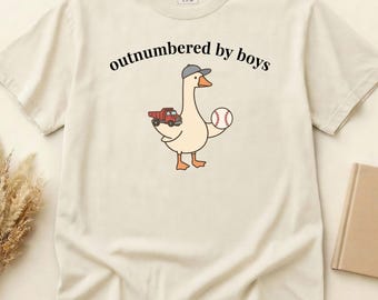 Outnumbered By Boys Shirt, Baseball Mom Goose Tee, Funny Boy Mom Shirt, Mom of Boys Gift, Cute Game Day Comfort Colors Tee