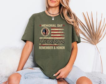 Patriotic Soldier Memorial Day Shirt, Distressed USA Flag Tee, Remember Honor Him