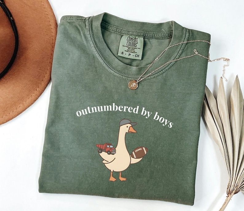 Funny Goose Mama Shirt, Outnumbered by Sons Gift, Mother's Day Gift for Her, Comfort Colors Boy Mom Apparel, Retro Sports T-Shirt image 6