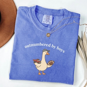 Funny Goose Mama Shirt, Outnumbered by Sons Gift, Mother's Day Gift for Her, Comfort Colors Boy Mom Apparel, Retro Sports T-Shirt image 1