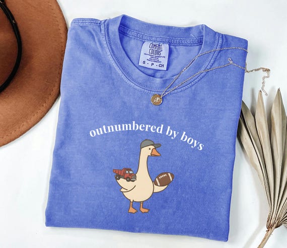Funny Goose Mama Shirt, Outnumbered by Sons Gift, Mother's Day Gift for Her, Comfort Colors Boy Mom Apparel, Retro Sports T-Shirt