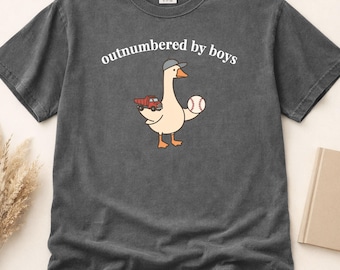 Outnumbered By Boys Shirt, Baseball Mom Goose Tee, Funny Boy Mom Shirt, Mom of Boys Gift, Cute Game Day Comfort Colors Tee