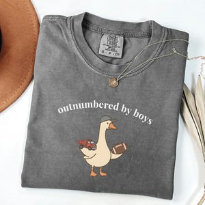 Funny Goose Mama Shirt, Outnumbered by Sons Gift, Mother's Day Gift for Her, Comfort Colors Boy Mom Apparel, Retro Sports T-Shirt image 7