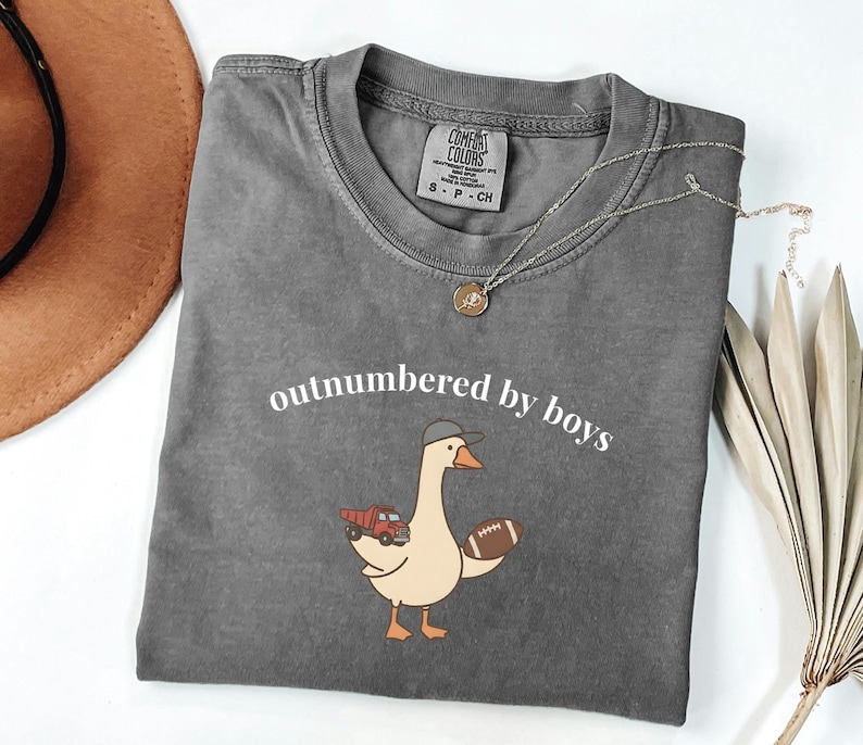 Funny Goose Mama Shirt, Outnumbered by Sons Gift, Mother's Day Gift for Her, Comfort Colors Boy Mom Apparel, Retro Sports T-Shirt image 7