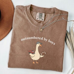 Funny Goose Mama Shirt, Outnumbered by Sons Gift, Mother's Day Gift for Her, Comfort Colors Boy Mom Apparel, Retro Sports T-Shirt image 4