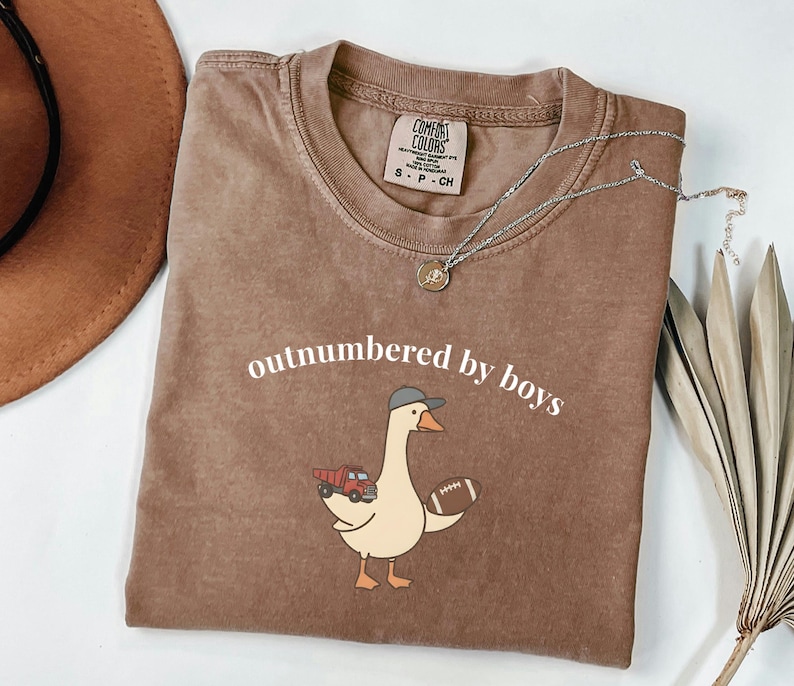 Funny Goose Mama Shirt, Outnumbered by Sons Gift, Mother's Day Gift for Her, Comfort Colors Boy Mom Apparel, Retro Sports T-Shirt image 4