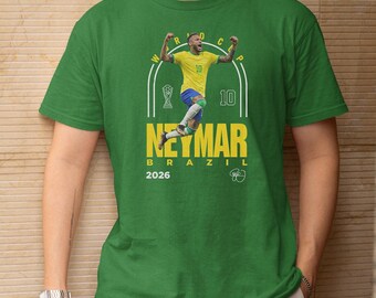 Neymar Inspired World Football Legend Style Graphic Tee, Brazil Star Player #10 Tribute Design, 2026 Soccer Cup Gift For Fans Unisex T-Shirt