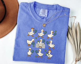 Duck Pickleball Comfort Colors Shirt, Retro Graphic Animal Apparel