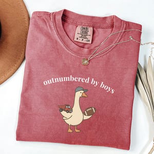 Funny Goose Mama Shirt, Outnumbered by Sons Gift, Mother's Day Gift for Her, Comfort Colors Boy Mom Apparel, Retro Sports T-Shirt image 3