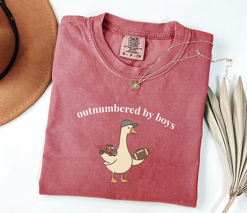 Funny Goose Mama Shirt, Outnumbered by Sons Gift, Mother's Day Gift for Her, Comfort Colors Boy Mom Apparel, Retro Sports T-Shirt image 3
