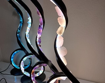 LED Lamp with Natural Raw Stones