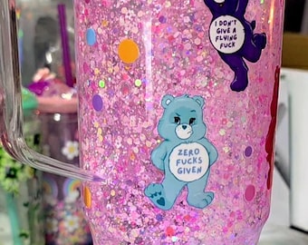 40oz SwearBear (Carebear) Snowglobe Cup **warning 18+**