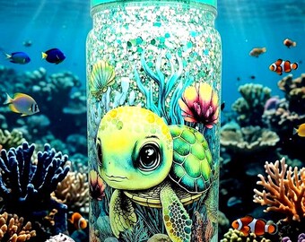 Sea Turtle 16oz Snowglobe Tumbler
