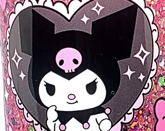 Pink Hello Kitty Inspired Kids Glitter Snowglobe Drink Bottle
