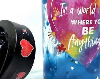 Kids Snowglobe Drink Bottle – Autism Awareness Lava Flow Glitter Tumbler (10oz)