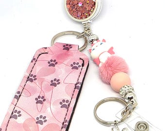 Veterinary & Animal Worker Retractable Id Badge Reel | Stethoscope Charm | Beaded Clip-On Id