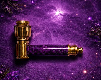 Hand turned purple and black acrylic with aluminum honeycomb one hitter pipe