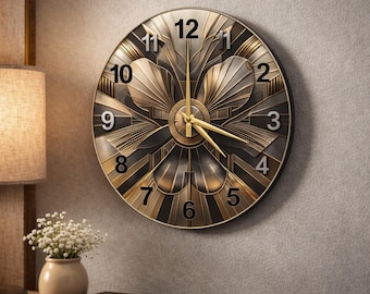Art Deco Metallic Illusion Glass Wall Clock, Round Geometric Glamour Decor, Luxury Statement Piece for Living Room, Housewarming Gift