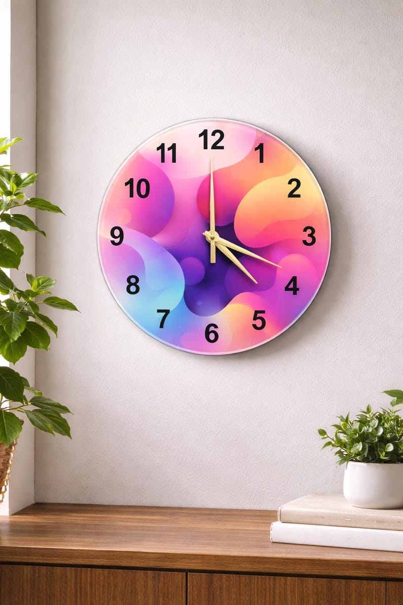 Vibrant Blob Art Glass Clock | Modern Abstract Wall Decor | Funky ...