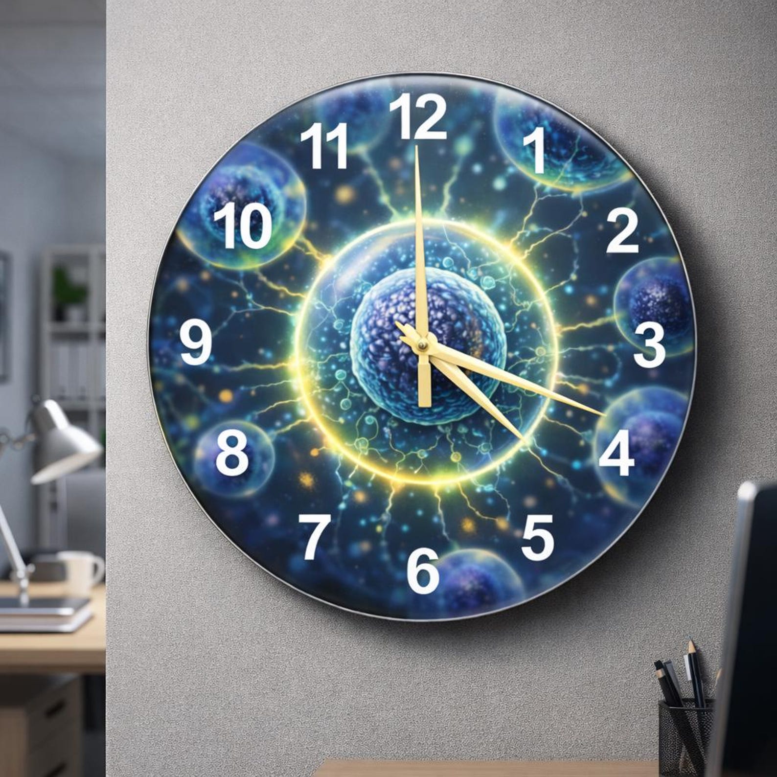 Organic Cell Structure Halo Wall Clock, Biologist Art Decor, Modern ...