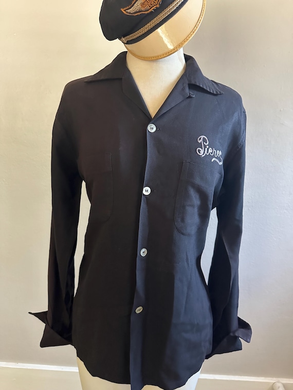 Killer 1950s Black Motorcycle Club Gabardine Shirt