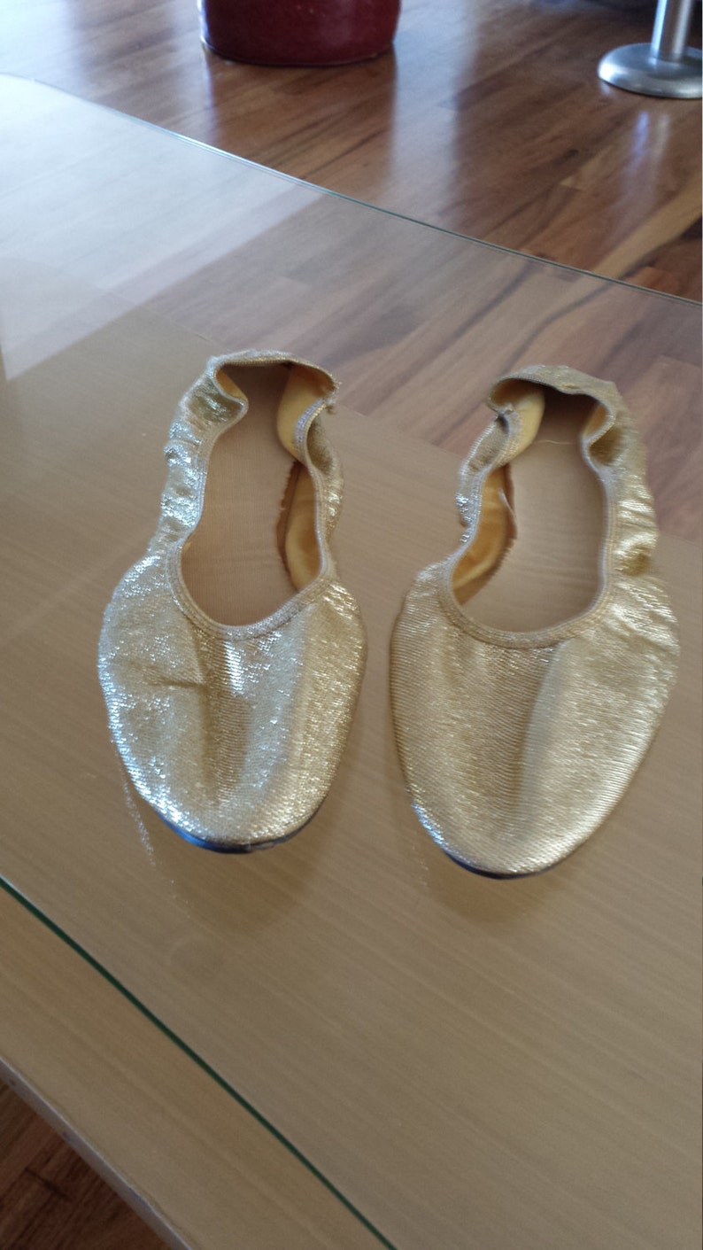 1950s Gold Lurex Flats image 1