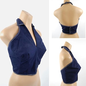 1950s killer rock n roll navy blue cotton halter top