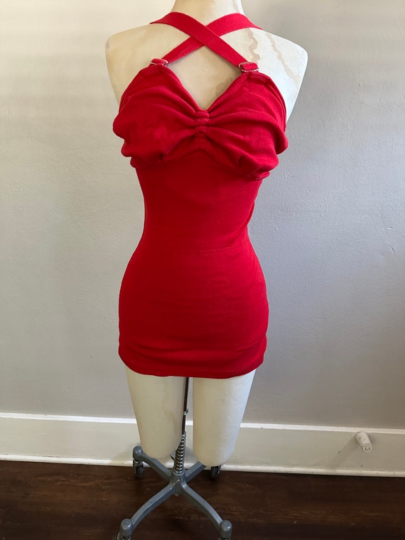 1940s Hot Red Bathing suit