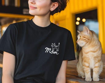 Cat Mom Shirt, Hand-Drawn Cat Lover T-Shirt, Minimalist Cat Mom Tee, Cute Cat Shirt, Present for Cat Mom, Cat Lover Gift