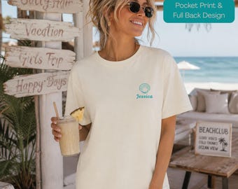 Personalized Girls Trip Shirt, Custom Oversized Comfort Colors Tee, Beach Vacation T-Shirt with Names, Matching Group Shirt, Bach Party Tees