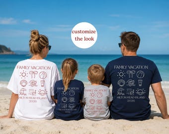 Custom Family Vacation Shirt, Personalized Beach Trip T-Shirts with Location & Year, Matching Family Summer Vacation Tees